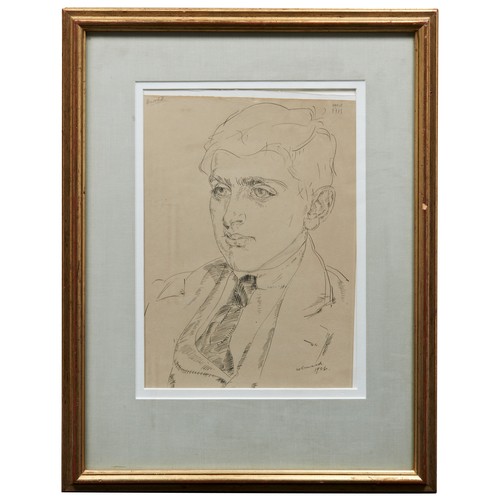 390 - ALFRED AARON WOLMARK (1877-1961) 'DAVID' PORTRAIT INK/PEN ON PAPER, signed and dated in lower right ... 