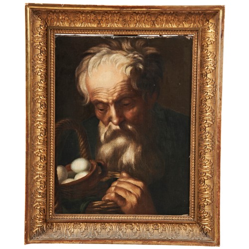 410 - OKAND KONSTNAR OMKRING (SWEDISH 18TH / 19TH CENTURY)'OLD MAN WITH A BASKET OF EGGS'oil on canvas, la... 