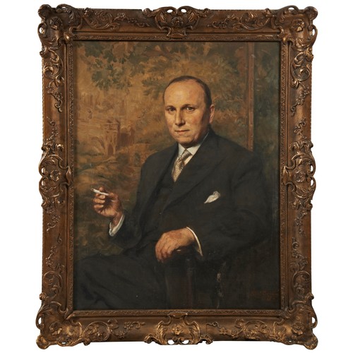 407 - FRANK SAMUEL EASTMAN (1878-1964)PORTRAIT OF A SEATED GENTLEMANoil on canvas signed and dated 1952, i... 