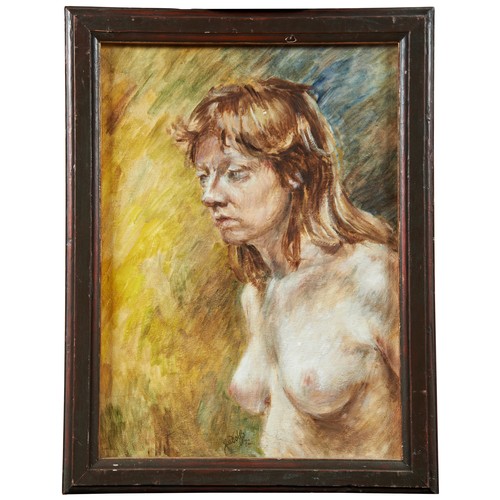 353 - TWO 20TH CENTURY PORTRAIT OIL PAINTINGS, one nude scene and one of gentleman reading, along with a s... 