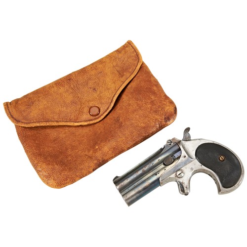 287 - A REMINGTON MODEL 95 DOUBLE BARRELLED POCKET PISTOL OR ‘DERRINGER’, with blued barrels, nickel plate... 