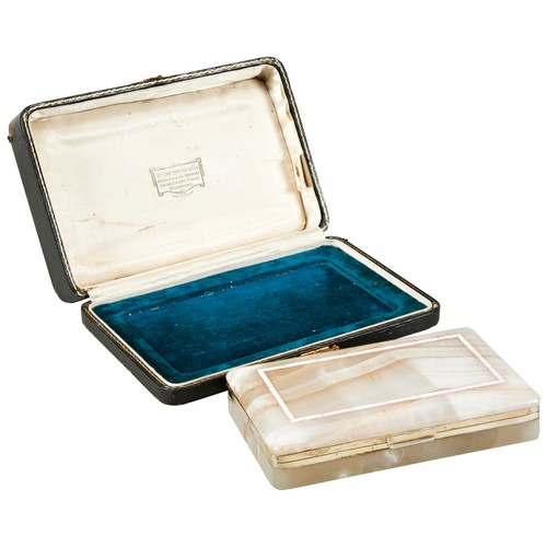 433 - A SILVER MOUNTED ONYX DESK BOX Hallmarked for London 1920, with shaped three-compartment tray interi... 