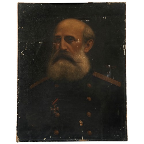 386 - EDUARD KASPARIDES (1858-1926) PORTRAIT OIL PAINTING ON CANVAS OF MILITARY OFFICER, signed on right h... 