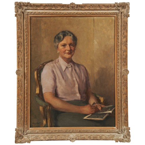 406 - MARY EASTMAN (act.c.1932-1970)PORTRAIT OF A SEATED LADYoil on canvas, signed dated 1952, framed91cm ... 