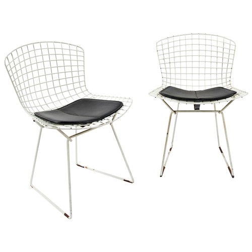 101 - A SET OF EIGHT VINTAGE DINING CHAIRS BY HARRY BERTOIA FOR KNOLL, designed 1952,  white coated steel ... 