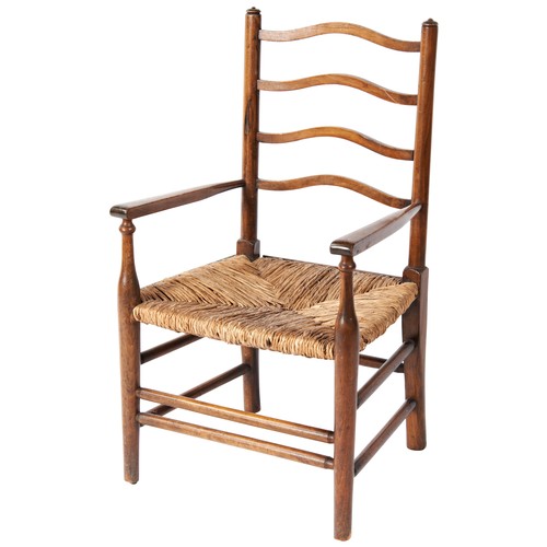 19 - A CHILD'S ARTS & CRAFTS LADDER BACK CHAIR, circa 1925, in the manner of Ernest Gimson, four rung... 