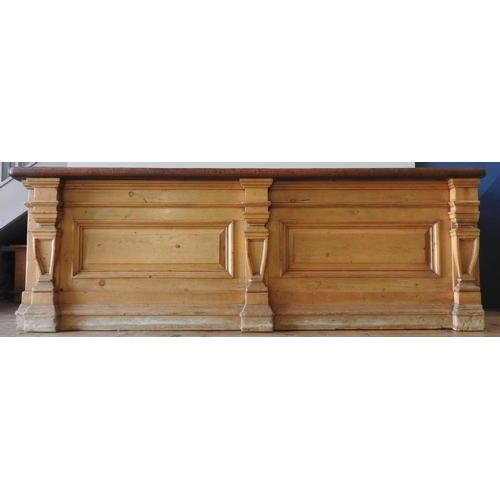 29 - A LARGE 19TH CENTURY HABERDASHERY COUNTER, comprised of a substantial mahogany counter top sat upon ... 
