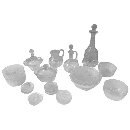 260 - A COLLECTION OF 19TH CENTURY GLASS WARE, including a decanter, claret jug, water jug, and numerous h... 