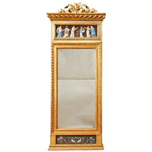 346 - SWEDISH GILTWOOD AND EGLOMISE NEO-CLASSICAL MIRROREARLY 19TH CENTURYthe rectangular plates with a tw... 