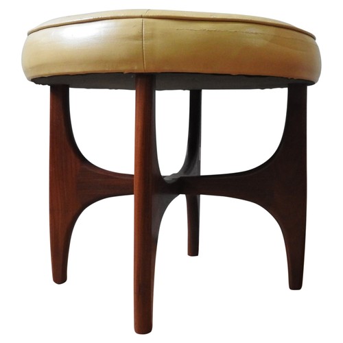 95 - AN AFROMOSIA FRAMED VINYL TOP STOOL, by Victor Bramwell Wilkins for G-Plan, circa 1965, 45 cm high, ... 