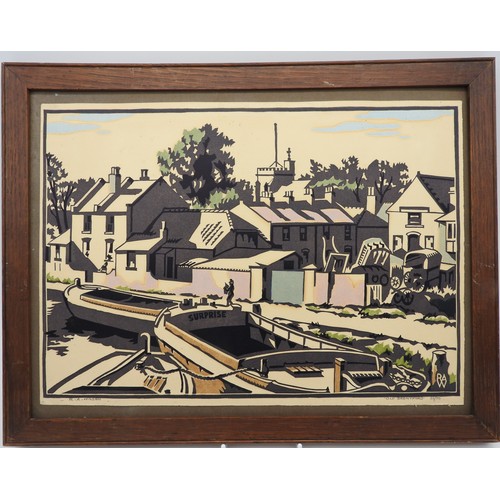 357 - R. A WILSON (BRITISH, 20TH CENTURY)'OLD BRENTFORD' WOODBLOCK PRINT, signed and titled in pencil, 33/... 