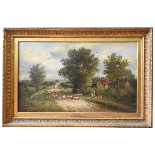 379A - F.P WRIGHT (ACTIVE:1877-1883) 'AT CHIGWELL, IN ESSEX' OIL PAINTING ON CANVAS, signed in lower right ... 