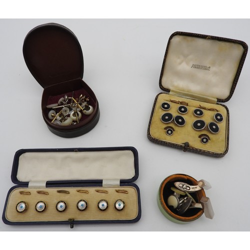 458A - A SET OF MENS CUFFLINKS AND DRESS STUDS BY AUSTIN REED, along with further sets of dress studs and a... 