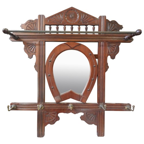 336 - A VICTORIAN 'HORSE-SHOE' MAHOGANY HALL MIRROR19TH CENTURY WITH ALTERATIONSformerly the upper section... 