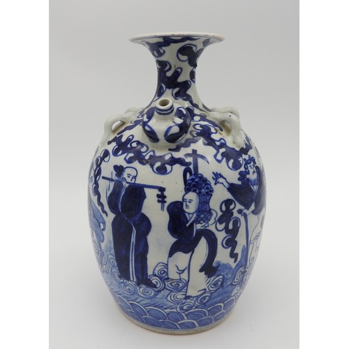 247 - A CHINESE BLUE & WHITE WINE JAR, 20th century, with figural decoration, 23 cm highPROVENANCE: Fr... 