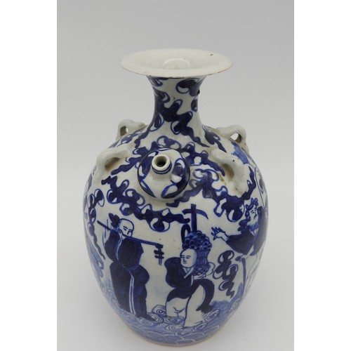 247 - A CHINESE BLUE & WHITE WINE JAR, 20th century, with figural decoration, 23 cm highPROVENANCE: Fr... 