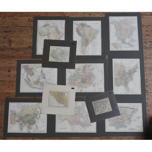 110 - A FOLIO OF TWENTY FOUR ANTIQUE MAPS, hand coloured, various locations, countries and sizes