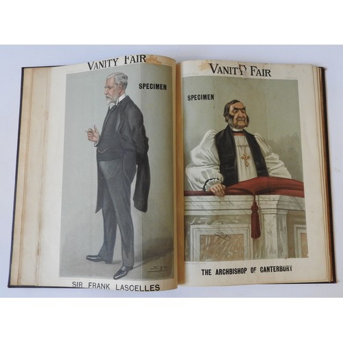 91 - A SCRAPBOOK CONTAINING TWENTY EIGHT VANITY FAIR 'SPY' PRINTS, early 20th century, each print stamped... 