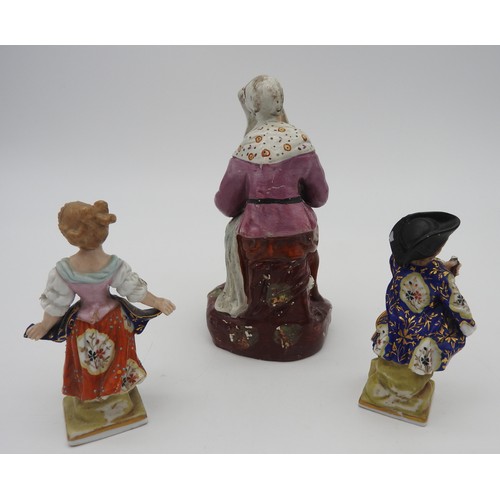 371A - A 19TH CENTURY STAFFORDSHIRE FIGURE, depicting Nell, the Cobbler's Wife, along with two 19th century... 