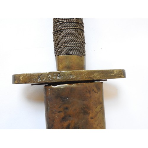 99 - A THEATRICAL REPLICA SHORTSWORD, metal wire grip with circular finial mounted pommel, the elliptical... 