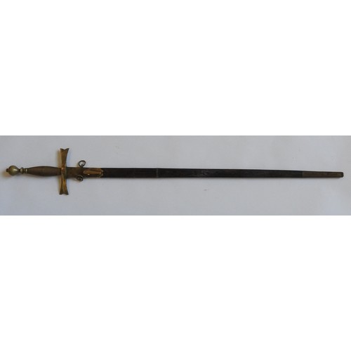 100 - A THEATRICAL REPLICA OF A GERMANIC SWORD, cruciform hilt , tapered metal wire grip and knopped pomme... 