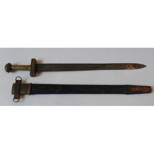 105 - A THEATRICAL REPLICA OF A ROMANESQUE SHORT SWORD, simplistic Neo-Classical design with fluted pommel... 