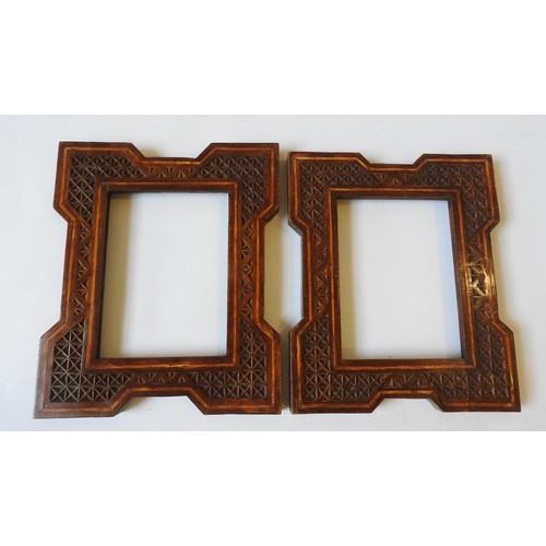 227 - A PAIR OF CONTEMPORARY PICTURE FRAMES, with inlay and geometric Islamic style design, 36 x 30 cm eac... 