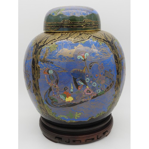 372A - A LARGE WILTON WARE LUSTRE GLAZE GINGER JAR, circa 1930, the panels decorated with traditional Chine... 