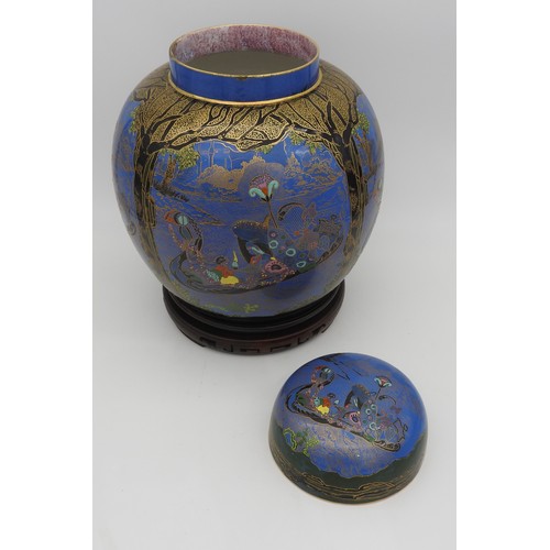 372A - A LARGE WILTON WARE LUSTRE GLAZE GINGER JAR, circa 1930, the panels decorated with traditional Chine... 