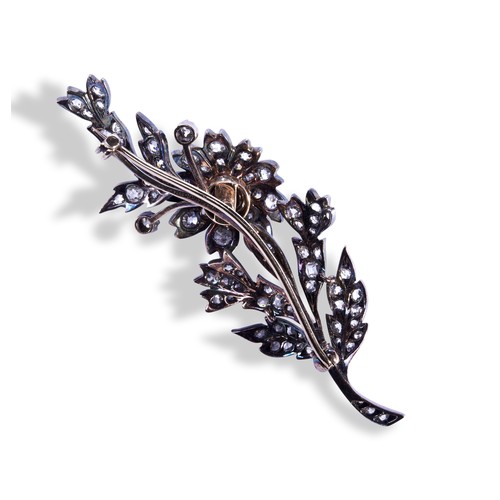 3 - A LATE VICTORIAN DIAMOND TREMBLEUSE FLORAL SPRAY BROOCH, CIRCA 1860the diamond set flower head set e... 