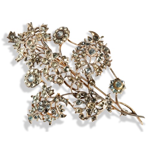 97 - A 19TH CENTURY INDIAN SPRAY BROOCHset throughout with rose cut Jargoons.Brooch pin fittingUnmarked, ... 