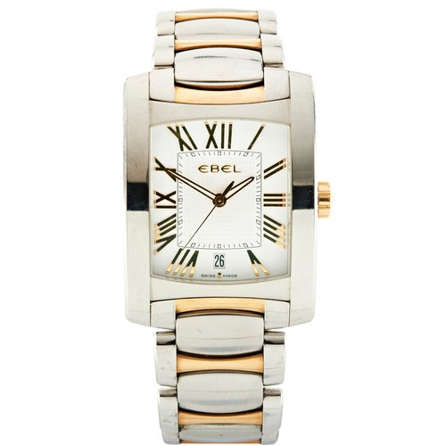 180 - EBEL: A STEEL AND GOLD PLATED BRASILIA WRISTWATCHREF.125.M41; signed white dial with centre seconds ... 