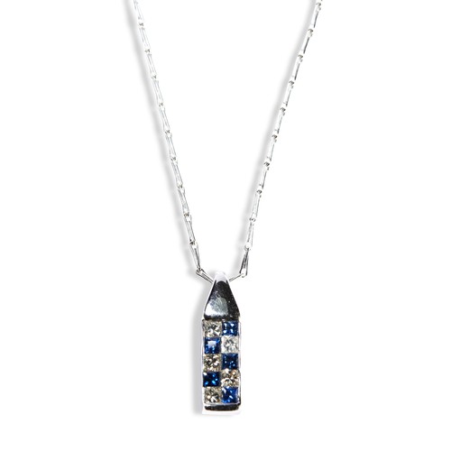 118 - A REVERSIBLE RUBY SAPPHIRE AND DIAMOND PENDANT NECKLACEA contemporary reversible pendant featuring o... 