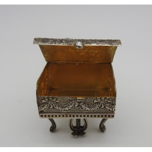 285 - A DUTCH SILVER GILT NOVELTY BOX, late 19th Century, in the form of a grand piano, with two hinged li... 