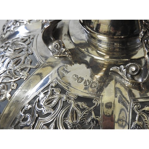 298 - A GOOD PAIR OF LATE VICTORIAN SILVER CANDELABRA JOHN NEWTON MAPPIN, LONDON 1888the ornate outscrolli... 