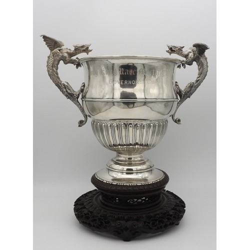 299 - AN IMPRESSIVE EDWARDIAN SILVER ‘GOVERNORS CUP’ TROPHY WAKELEY & WHEELER, LONDON 1906inscribed ‘H... 