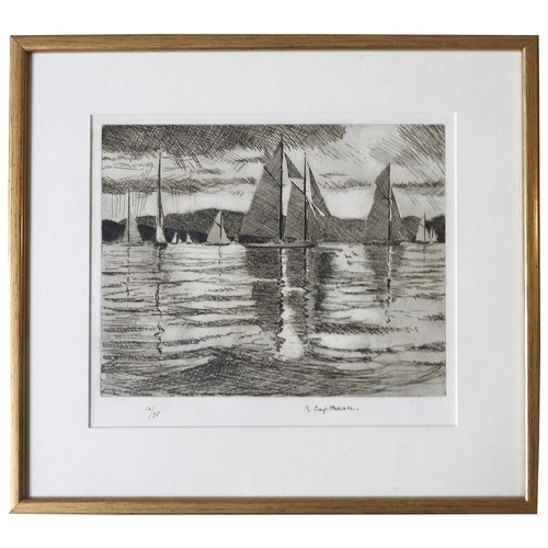 245 - ROBERT CRAIG-WALLACE (1886-1969) ETCHING OF SAILING BOATS, signed and numbered 14/75 along bottom ed... 