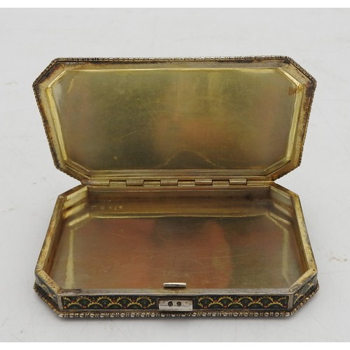 352 - A FRENCH SILVER AND ENAMEL CASE, CIRCA 1930, rectangular form, cover and sides with fleur de lys sun... 