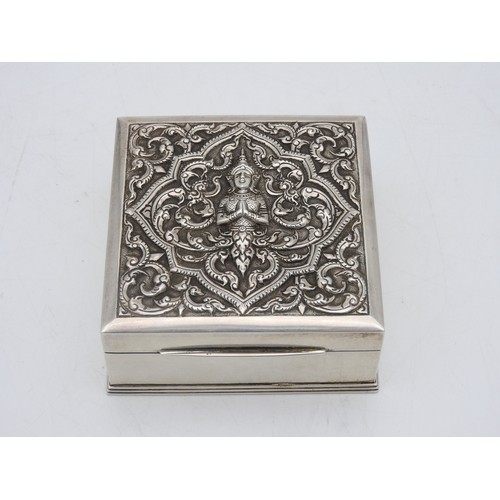 319 - A VINTAGE SILVER NIELLO BOX, CIRCA 1930by Alex & Co, Siam, square form with wood lined interior,... 