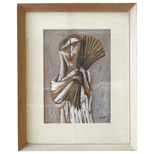 278 - CECIL COLLINS (1908-1989), GOUACHE/PAPER, WOMAN CARRYING CORN, signed and dated 1947 in lower right ... 