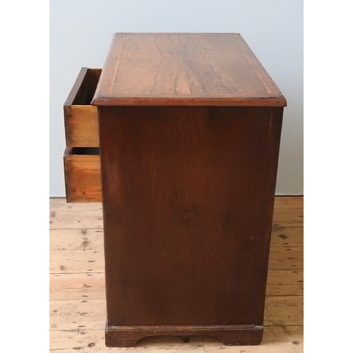 73 - AN 18TH CENTURY WALNUT CROSS BANDED PROVINCIAL CHEST OF DRAWERS, CIRCA 1780, moulded plinth top, two... 