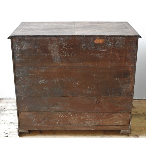 73 - AN 18TH CENTURY WALNUT CROSS BANDED PROVINCIAL CHEST OF DRAWERS, CIRCA 1780, moulded plinth top, two... 