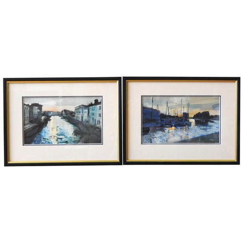 227 - IAN POTTS (1936-2014) 'BEND ON THE RIVER SEVRES' AND 'EVENING ON THE BRIDGE' WATERCOLOUR/PAPER, both... 