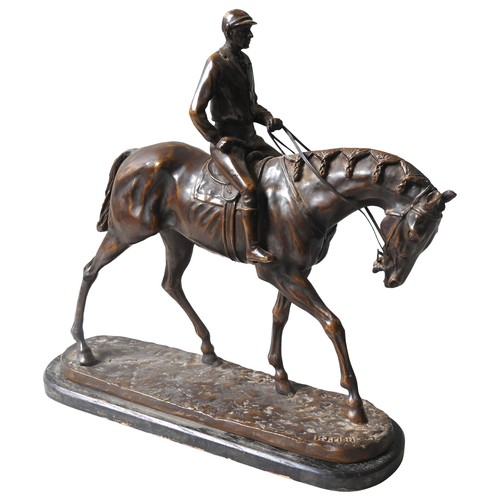 289 - AFTER PIERRE JULES MENE (1810-1879) 'VAINQUEUR DU DERBY' PATINATED BRONZE SCULPTURE, (20th Century)r... 