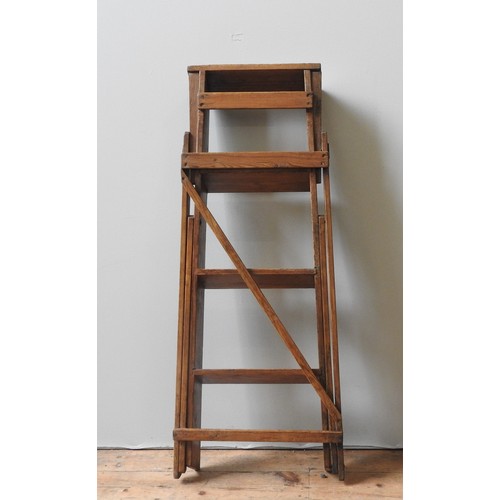 71 - A LATE 19TH CENTURY PINE STEP LADDER, four tread folding 'A' frame