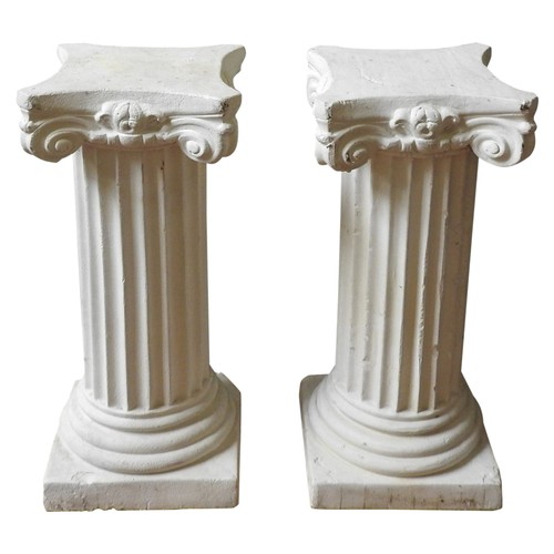 87 - A PAIR OF CONTEMPORARY MOULDED PLASTER PILLARS, Neo-classical Corinthian deisgn76 x 35 x 35 cm