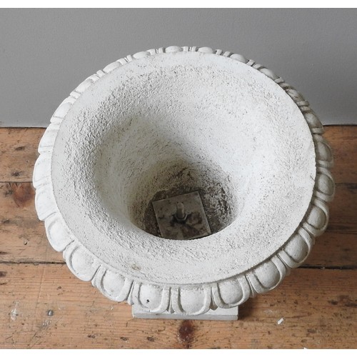 88 - A CONTEMPORARY DECORATIVE PLASTER URN, campagna form with fluted decoration, formed in two sections ... 