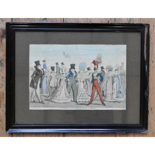 214 - 'FASHIONABLES OF 1821' 19TH CENTURY COLOURED LITHOGRAPH, titled and inscribed 'published by McCleary... 