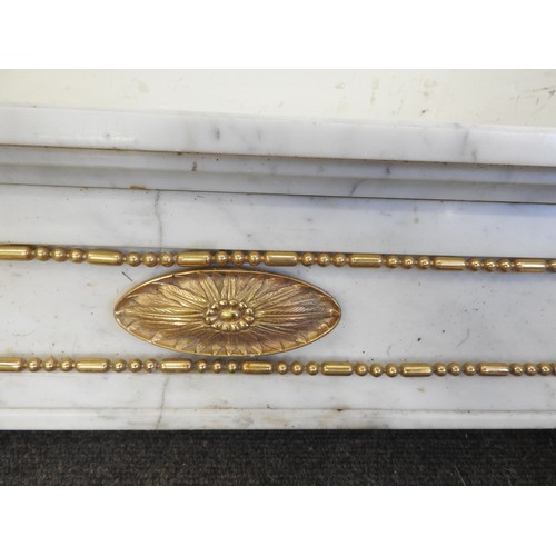 89 - A REGENCY WHITE MARBLE FIRE PLACE, CIRCA 1820elegant Neo Classical style, the frieze with a foliate ... 