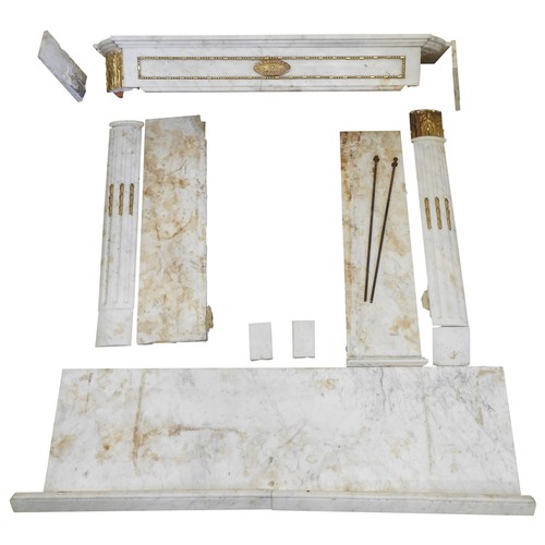 89 - A REGENCY WHITE MARBLE FIRE PLACE, CIRCA 1820elegant Neo Classical style, the frieze with a foliate ... 